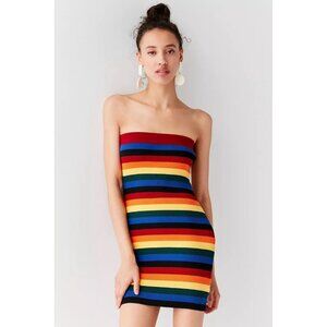 URBAN OUTFITTERS Medium Strapless Rainbow Stripped Tube Mini Dress